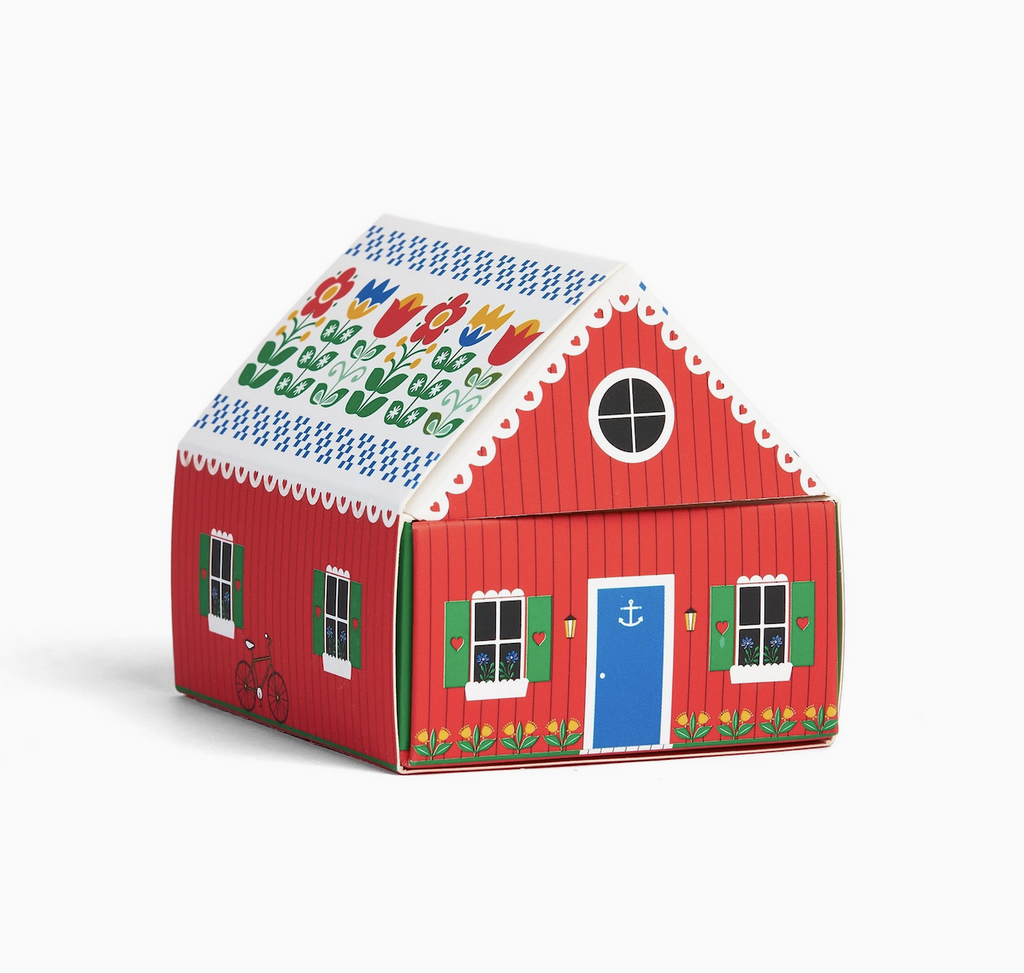 Charming little red cottage filled with 100 blue tipped matches. 