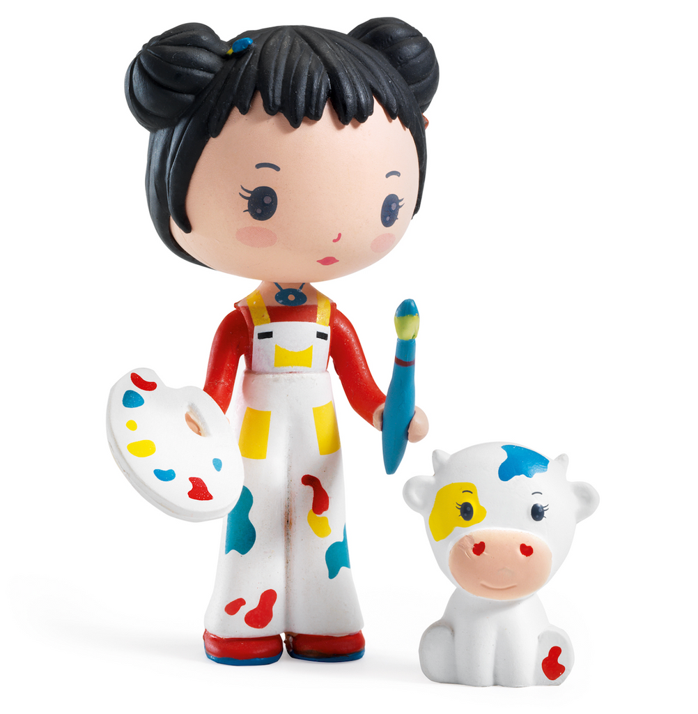 Tinyly figures Barbouille and Gribs both covered in colorful paint splashes.