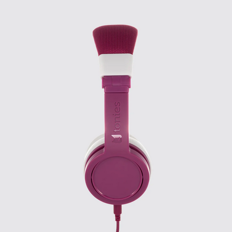 View from the side of the purple Tonies headphones.