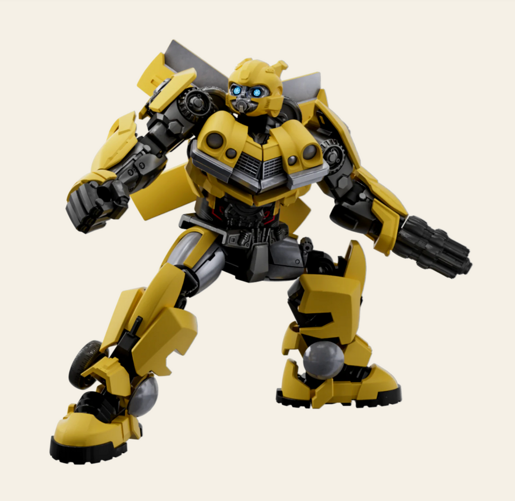 Transformers Bumblebee yellow and black robot figure in an upright standing position. 