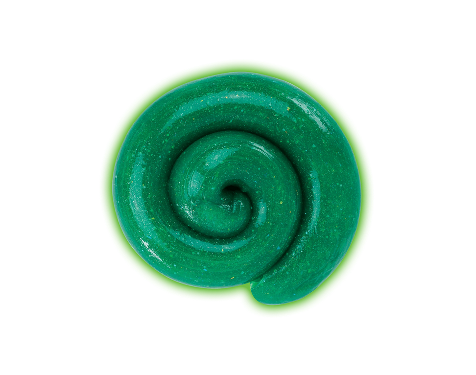 Crazy Aaron's Twinkling Tree Mini Thinking Putty is a bright green with a mixture of 3 cosmic glitters.