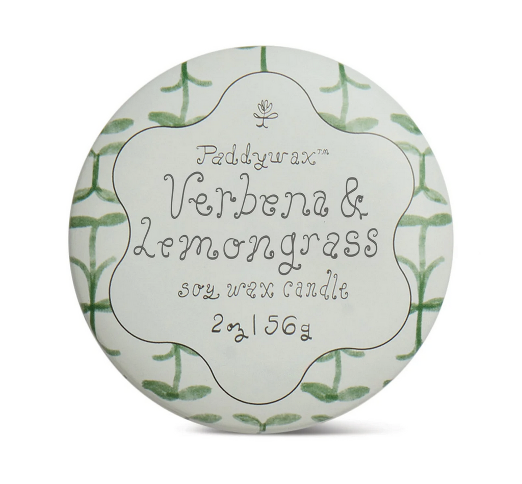 Paddywax Verbena & Lemongrass candle tin lid. 