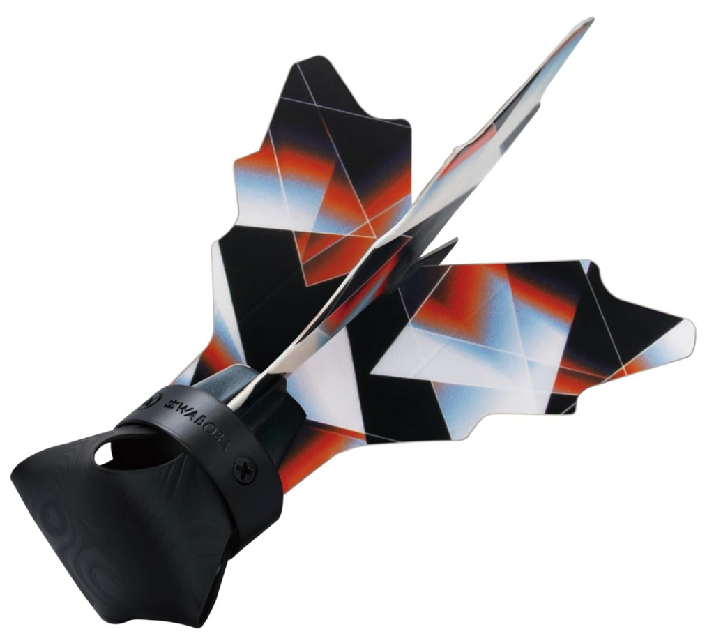 Waboba Slapback featherless birdie sports toy with a weighted bottom and black, orange and silver coloring. 