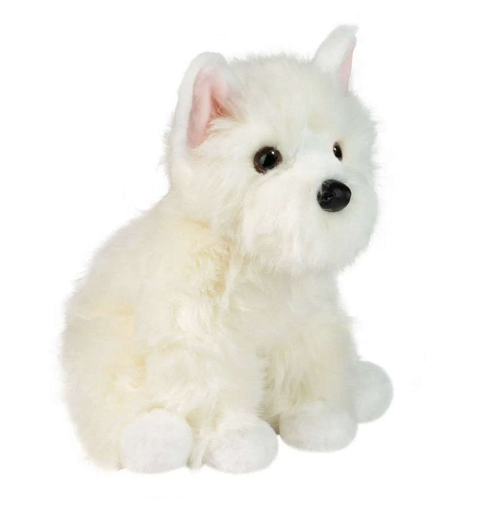 Fluffy white Westie plush pup. 