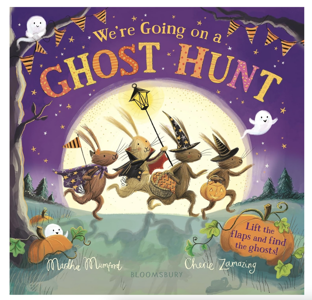 Illustrated cover of "We're Going On A Ghost Hunt" lift the flap book.