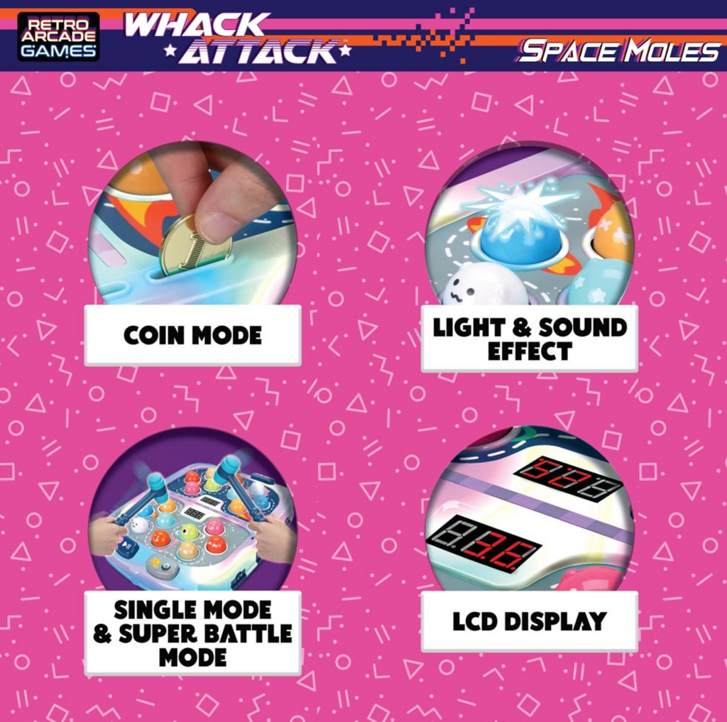 Image of different modes of the Whack Attack Space Moles game.
