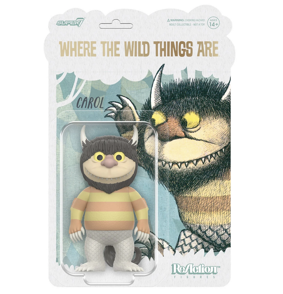Carol from Where the Wild Things Are action figure packaged on an illustrated backing card. 