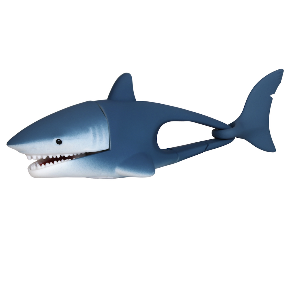 Shark shaped LED flashlight with carabiner. 