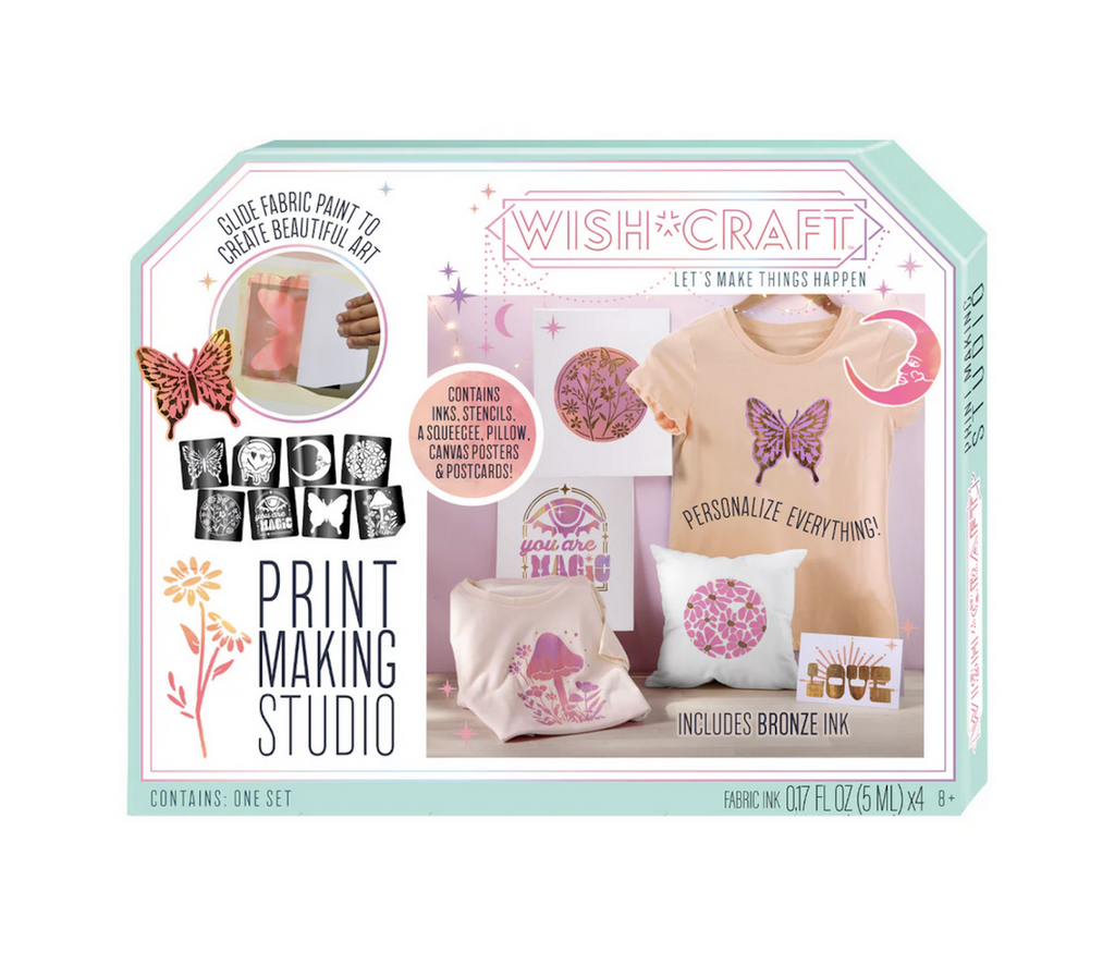 Wish Craft Print Making Studio box with pictures of all the items that can be made using the kit. 