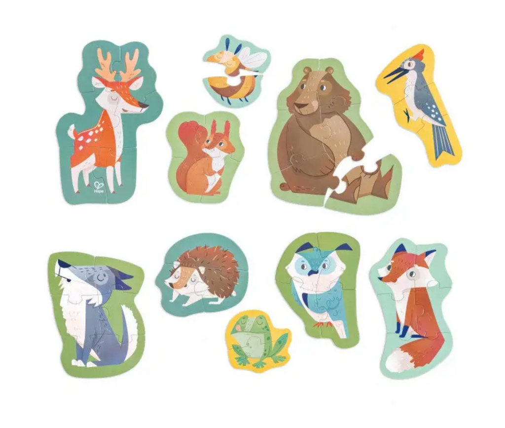 Close up of all the mini animal puzzles in the Woodland Friends Puzzle. 