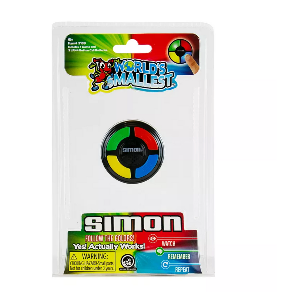 World's smallest Simon in clear plastic package.