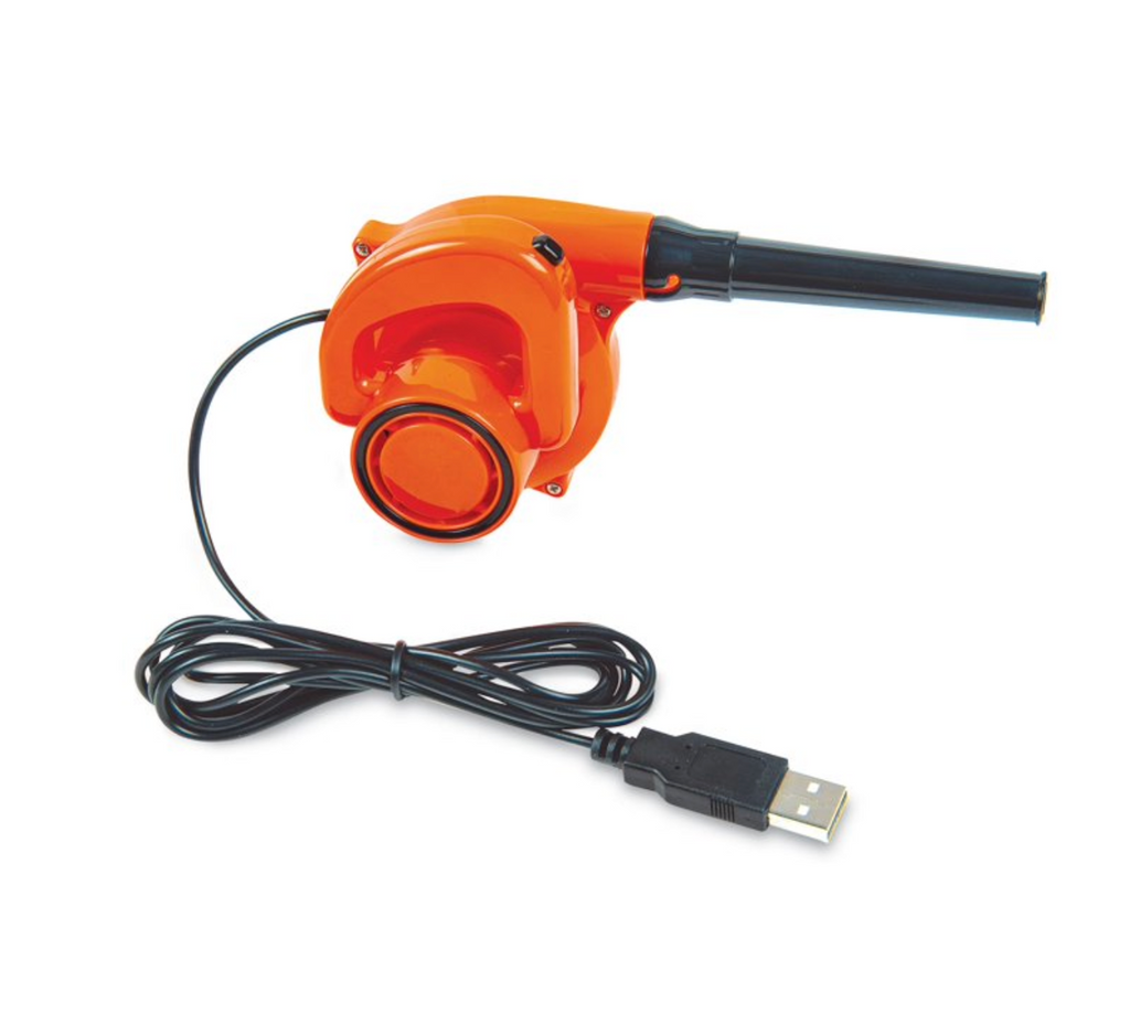 Orange World's Tiniest Blower with USB   black charging cable.