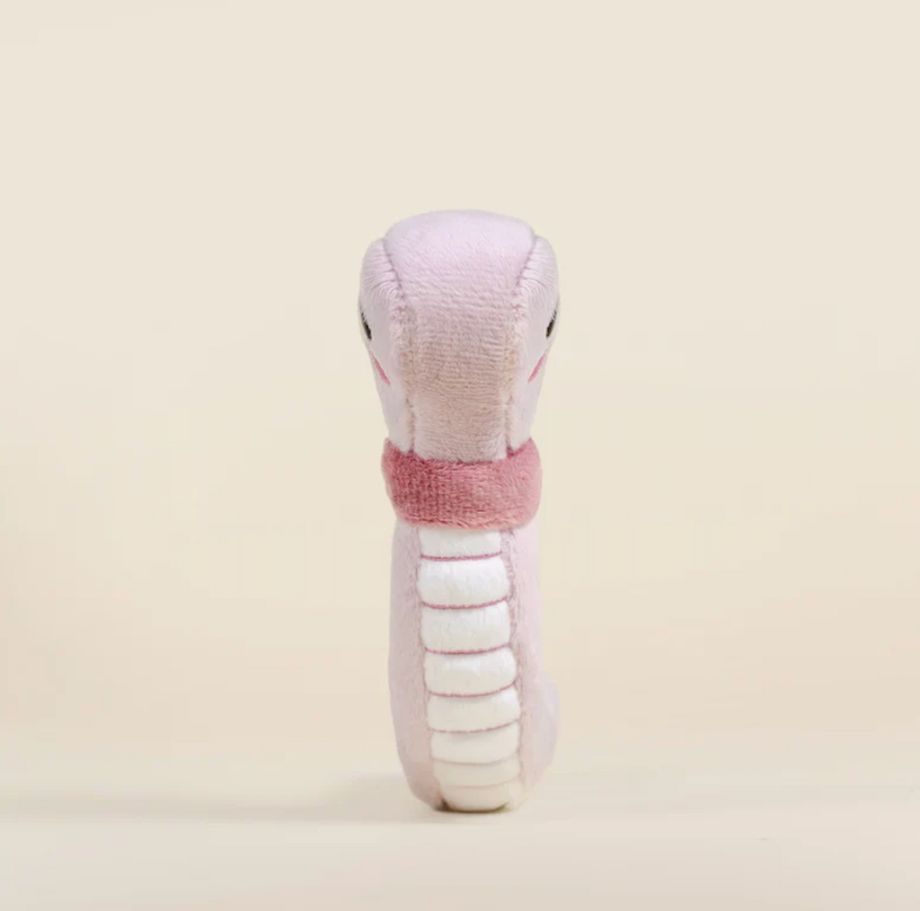 Wormi the Worm an adorable mini stuffed animal with a pink plush body. 