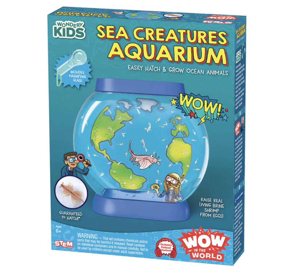 Blue box with the Sea Creatures Aquarium pictured on the front. 