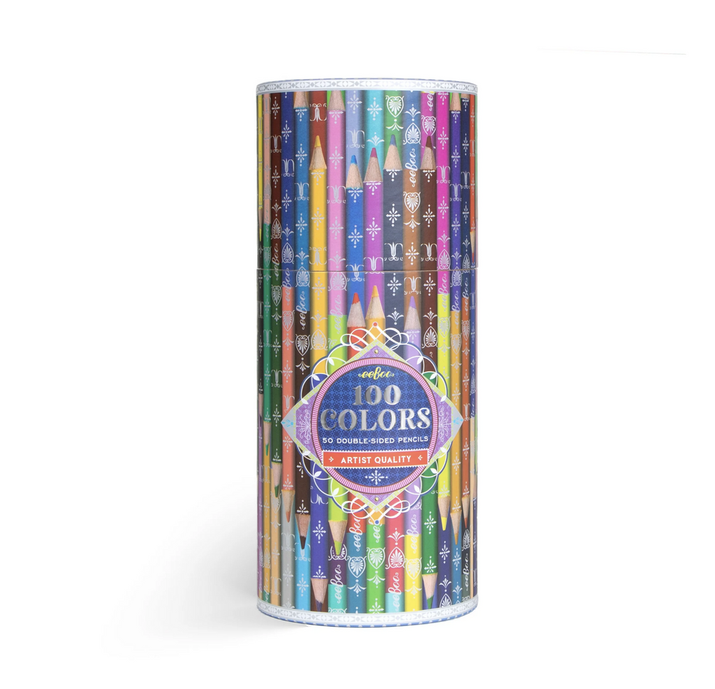 Display tube of 100 colors 50 double sided pencils.