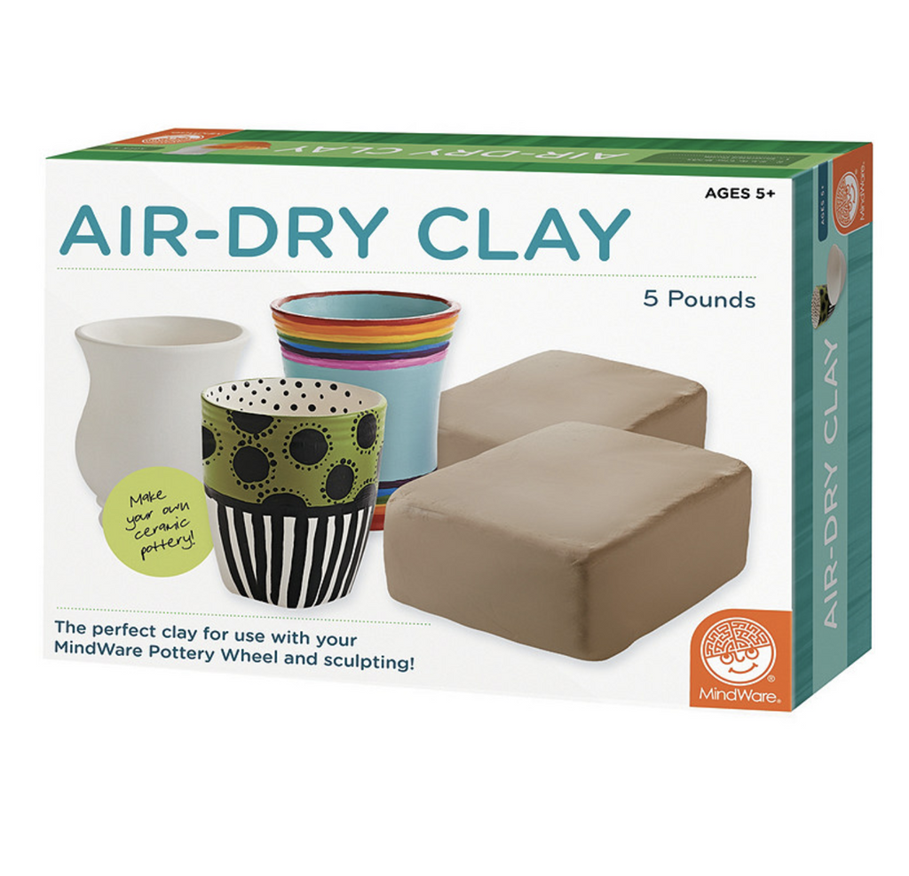 Box of Air Dry Clay. The prefect clay to sue with your Mindware Pottery Wheel and sculpting. 5 pounds. Ages 5 and up.