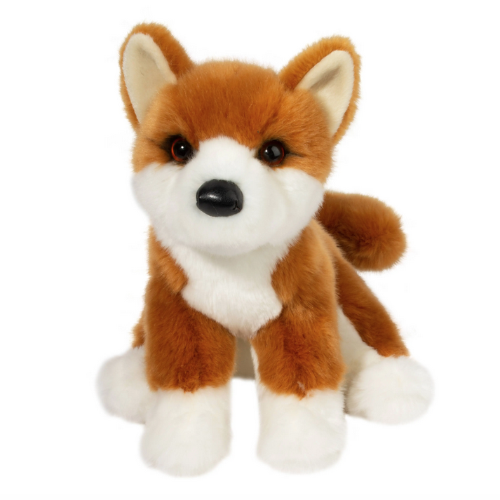 We’ve accurately captured the fox-like appearance of this popular Japanese breed with Aki’s russet colored coat of soft, plush fur and alert, pointed ears. His tail features a slight curl that allows it to arc over his back in a true to life way typical of spitz breeds. Aki’s reddish, brown eyes glow brightly whenever they catch the light, which adds to our pup’s lively appearance.