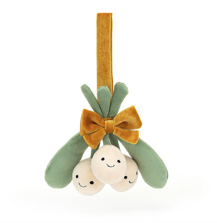 Amuseable Mistletoe a merry trio of cream berries that are snuggled together with a gold velour bow. 