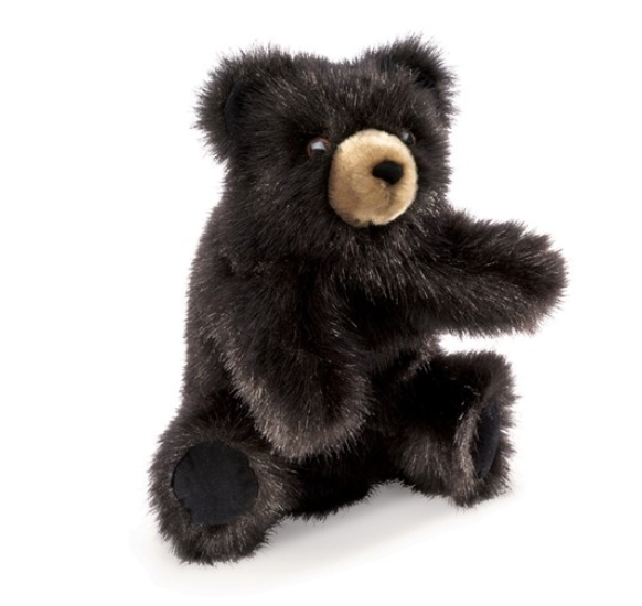 Baby Black Bear plush puppet. 