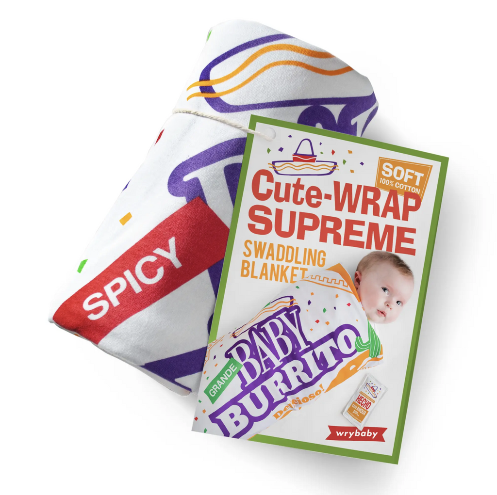 Fun, fast food burrito wrapper design makes your baby look like, well, a fast food burrito! Single layer of plush, soft, breathable 100% cotton keep baby comfortable without overheating. Generous 40” X 40” size.