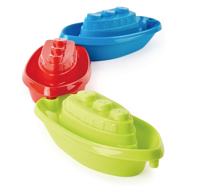 Plastic floating boats that can connect together.