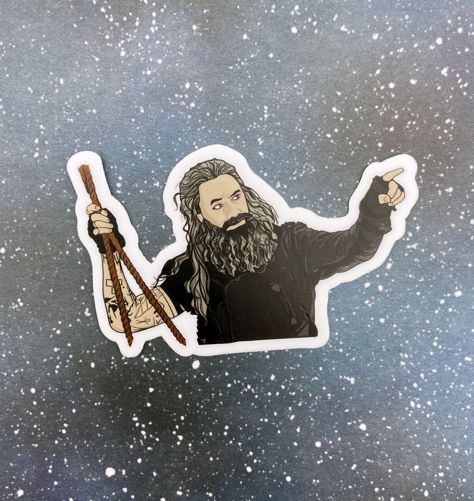 Diecut sticker of Blackbeard from Our Flag Means Death.