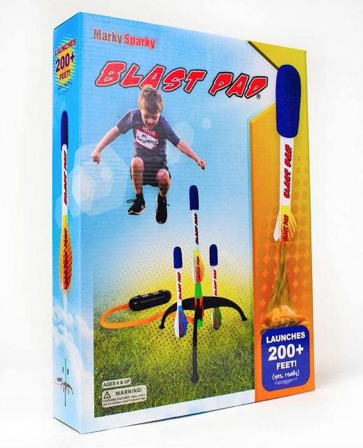 Box containing the Marky Sparky Blast Pad. 