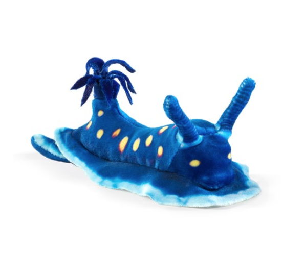 Mini Blue Nudibranch finger puppet inspires discovery of this colorful underwater species. Innovative design features weighted beads for sensational tactility.