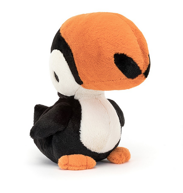 Bodacious Beak Toucan plush has immaculate fur in tangerine, cream and liquorice, with a dapper bib, black beak marks, a perky tail and soft orange claws.