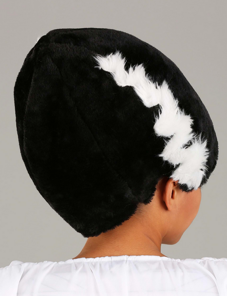 Black and white Bride of Frankenstein wig style hat.