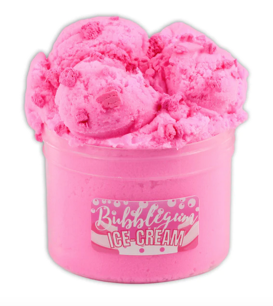 Container of pink Bubblegum Ice Cream sensory play Slime. Not edible.