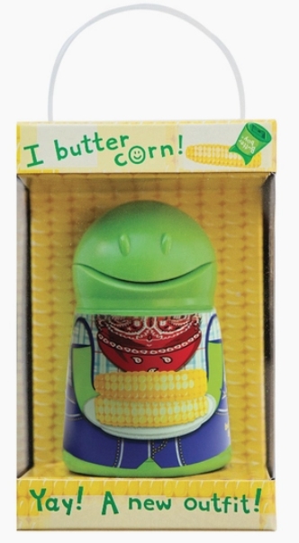 Butter Boy in package. Text reads I butter corn! yay!