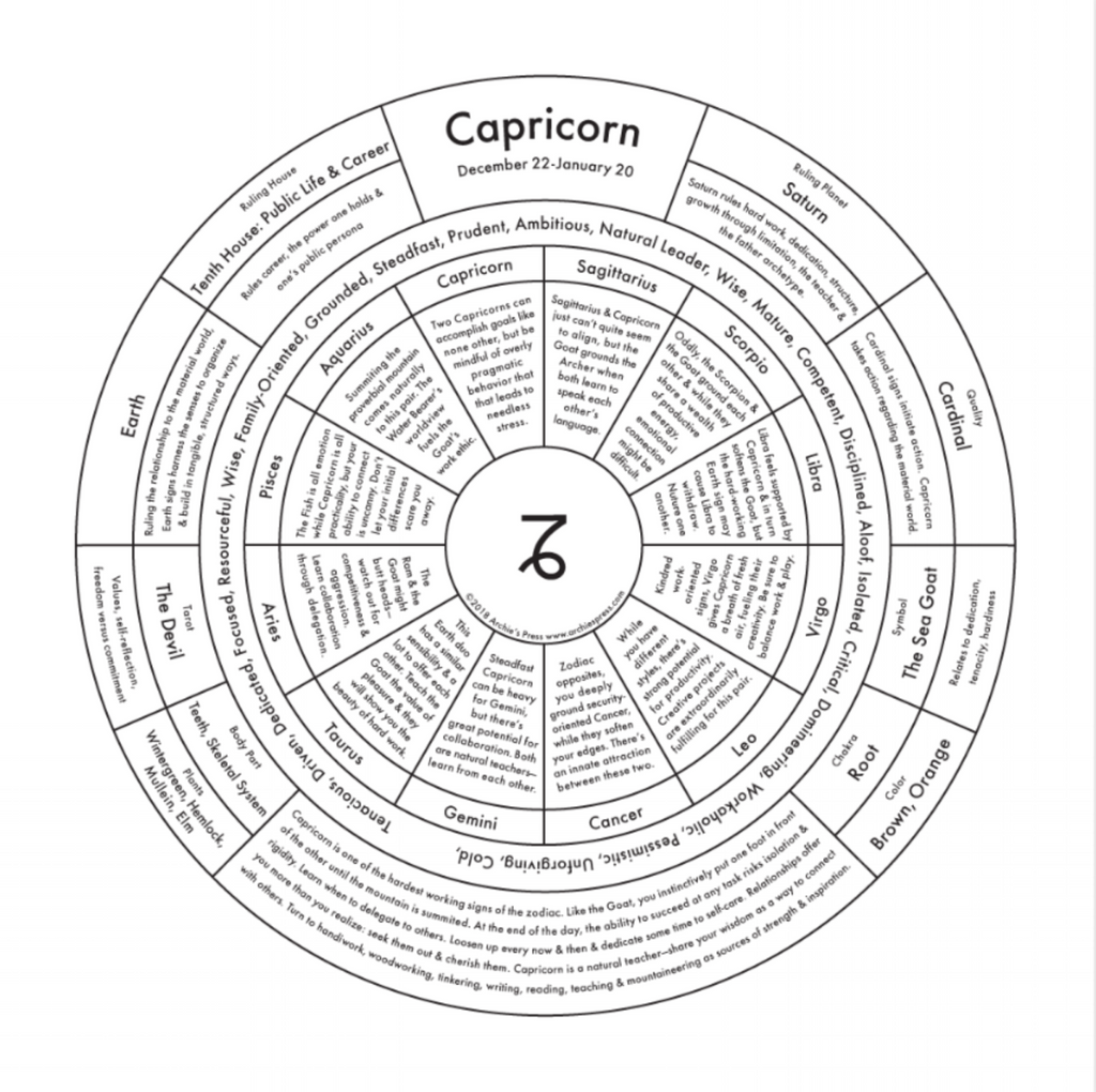 Capricorn star chart print.