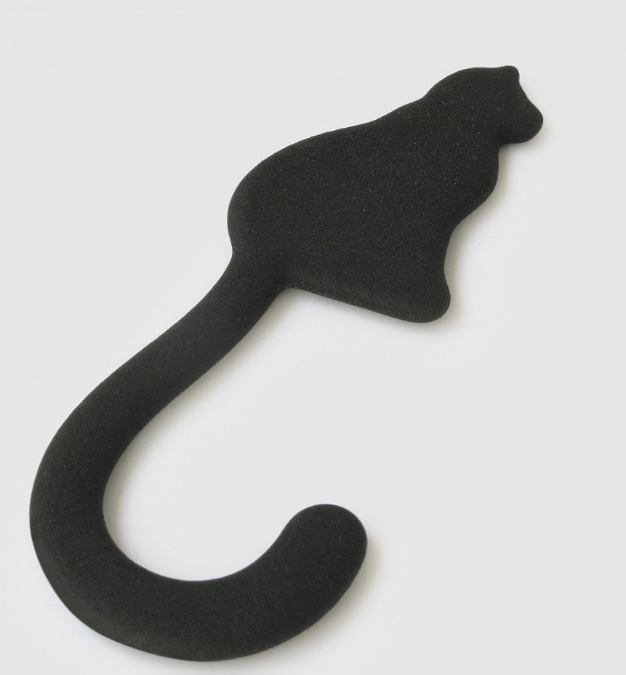 Metal black cat shaped bag holder.