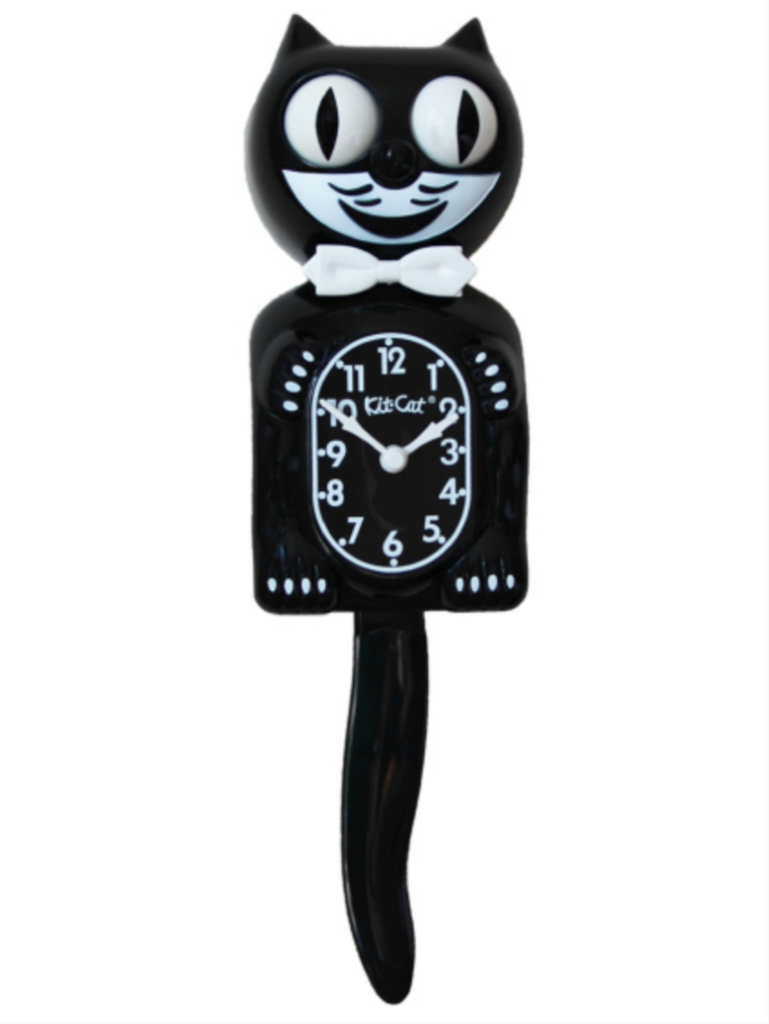 The original! Classic black Kit-Cat clock with white bowtie