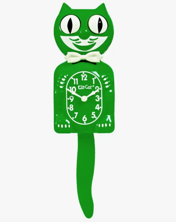 Limited edition classic green Kit-Cat Klock with white bow tie. 