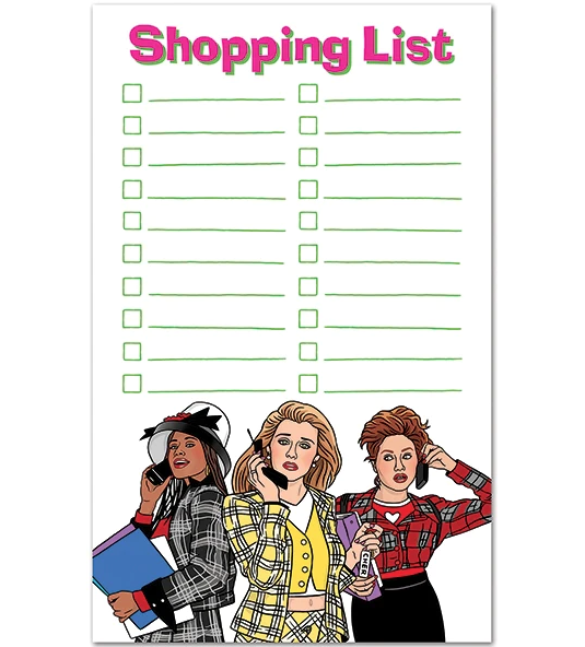 The Clueless Shopping List notepad. 