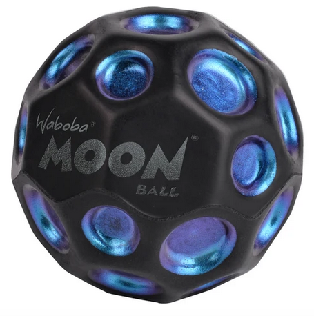 Hyper bouncy ball in black like the dark side of the Moon and features new metallic dots.