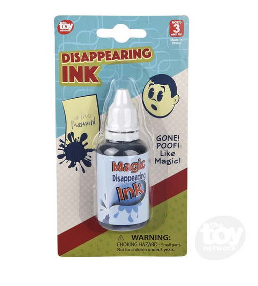 Disappearing Ink bottle in plastic on a blister card. 