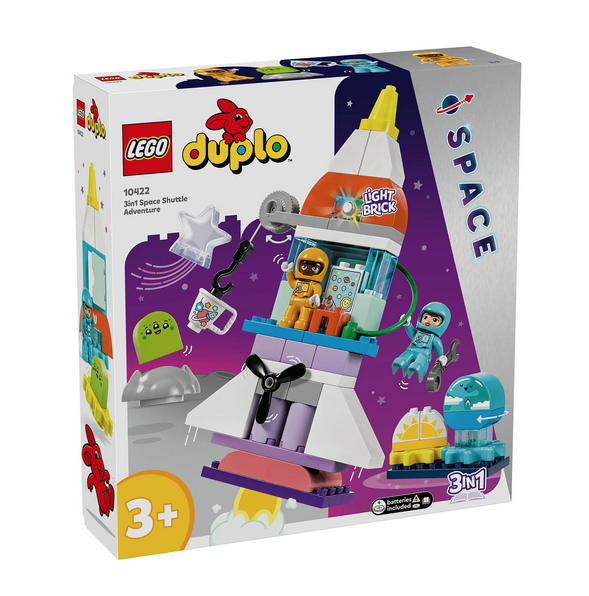 LEGO Duplo 3in1 Space Shuttle Adventure box depicting one of the builds that can be made with the set. 