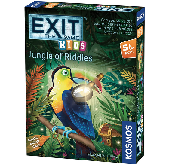 Jungle of Riddles. Exit the game kids. Can you solve the picture based puzzles and open all of the treasure chests? Ages 5 and up.