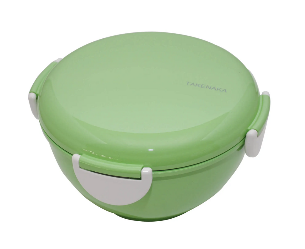 Green bento bowl with lid.