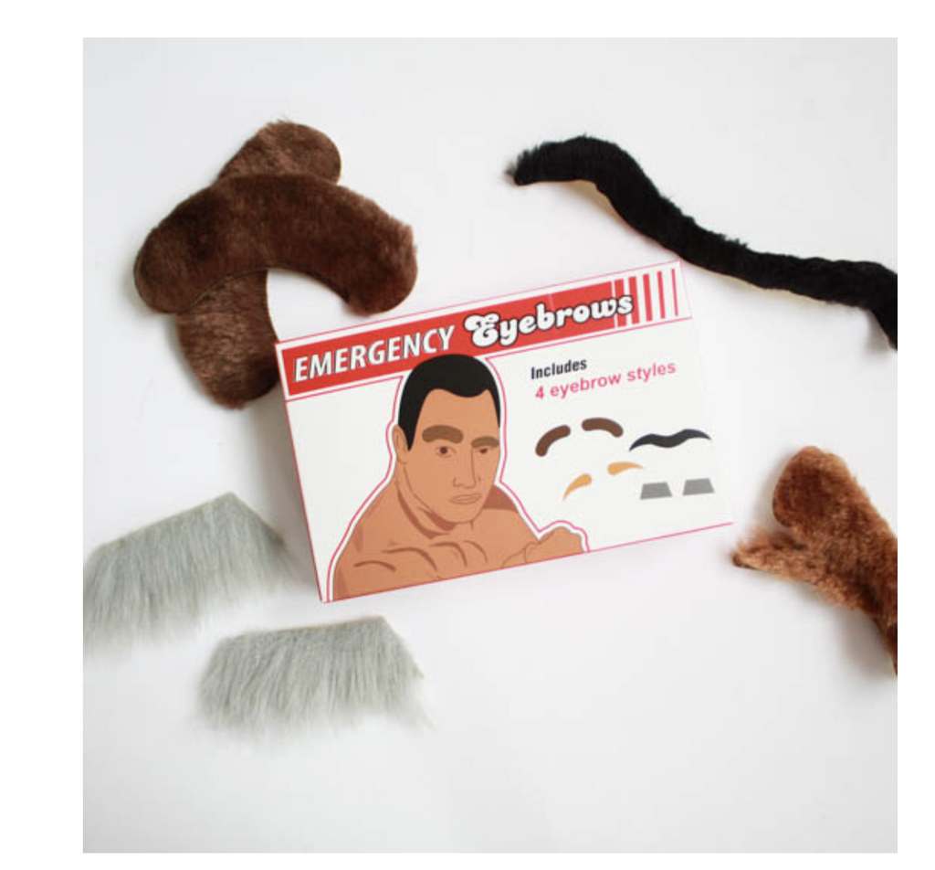 The various eyebrows included in the Emergency Eyebrows kit. 