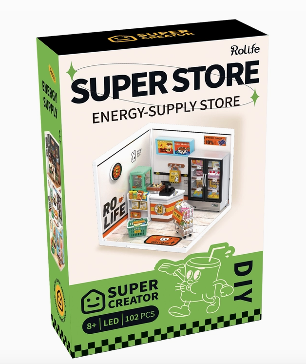 Box for the Energy Supply Store model kit with a picture of the fully assembled kit. 
