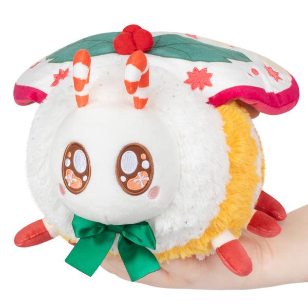 Festive Moth Mini Squishable with bright eyes and candy cane antennae. 