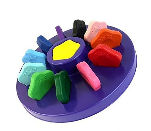 Flower Crayons in their table top holding case.