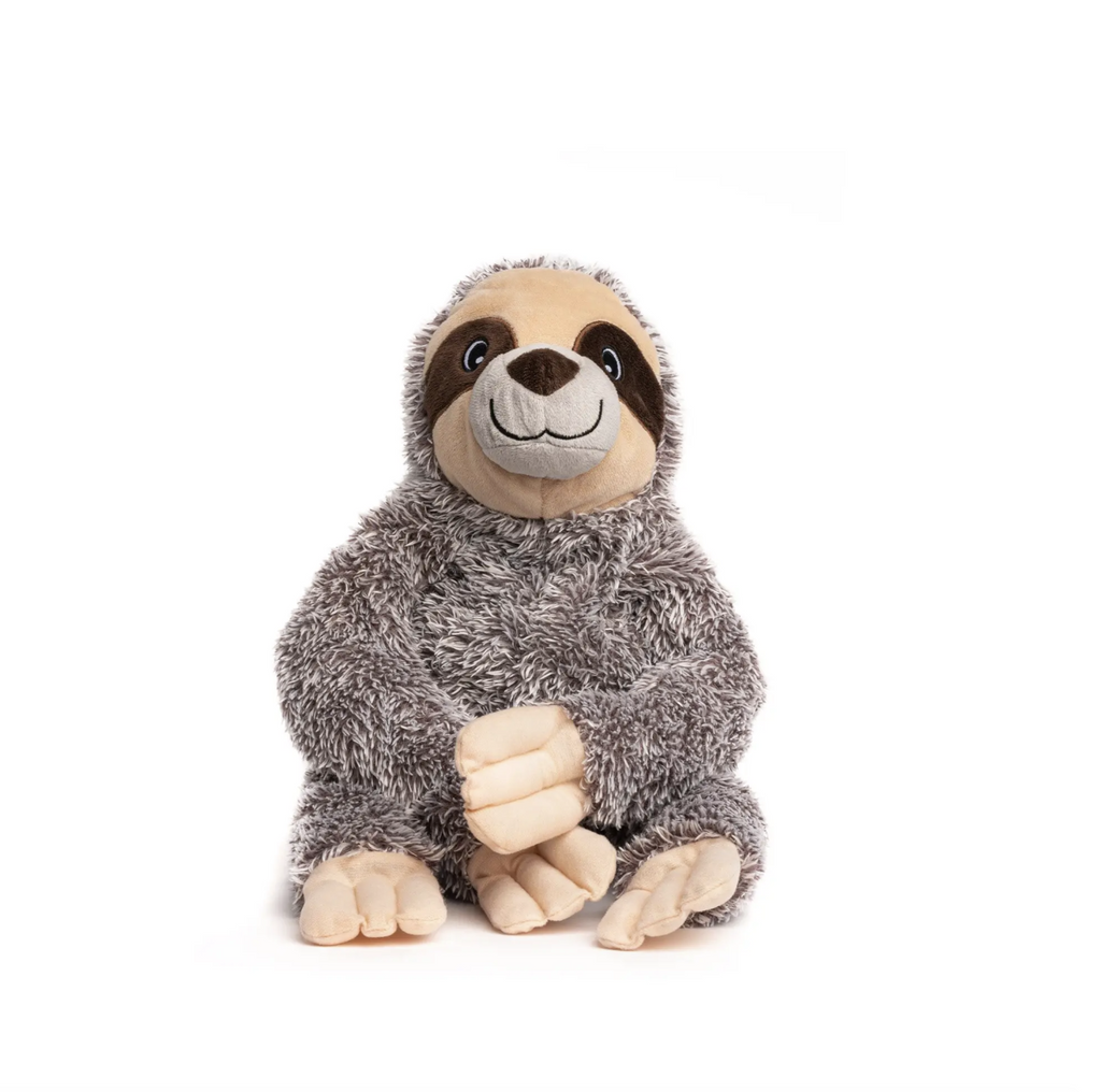 Fluffy sloth dog toy.