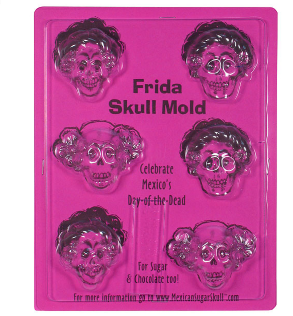 Sugar and chocolate Frida skull molds for Day of the Dead.