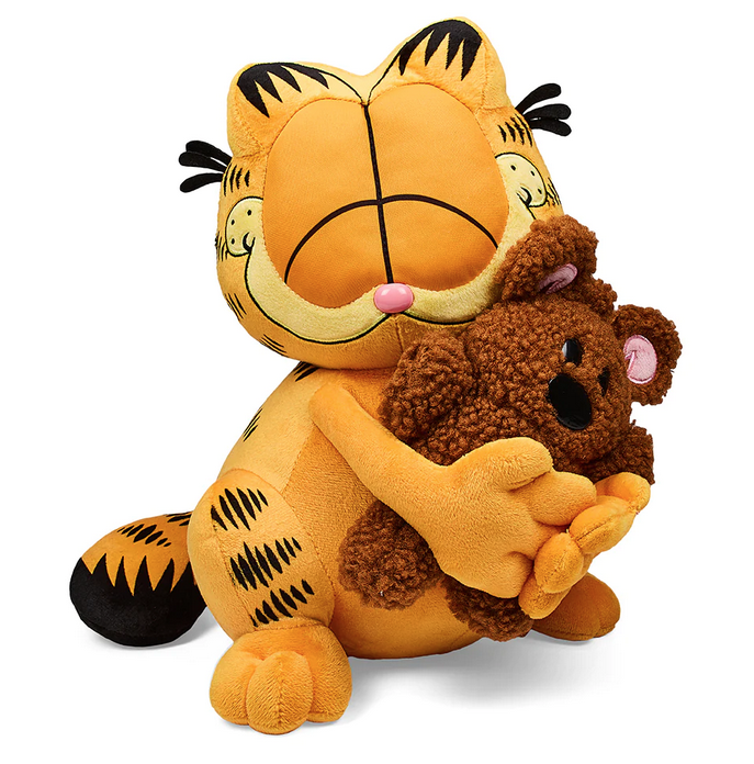  Garfield and Pooky 13” Plush, Garfield is orange and is hugging his teddy bear Pooky that is fuzzy and brown.