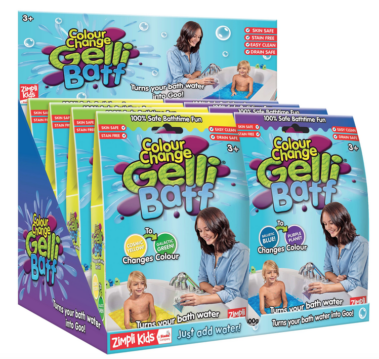 Color Change Gelli Baff turns your bath water into different colors.